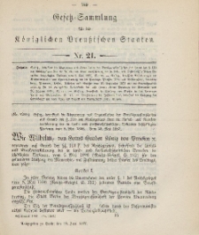 Gesetz-Sammlung für die Königlichen Preussischen Staaten, 18. Juni, 1887, nr. 21.