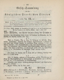Gesetz-Sammlung für die Königlichen Preussischen Staaten, 4. Juli, 1887, nr. 23.