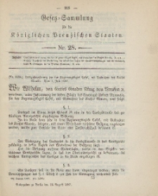 Gesetz-Sammlung für die Königlichen Preussischen Staaten, 13. August, 1887, nr. 28.