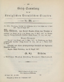 Gesetz-Sammlung für die Königlichen Preussischen Staaten, 2. September, 1887, nr. 30.