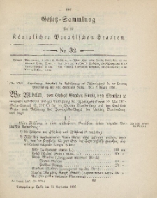 Gesetz-Sammlung für die Königlichen Preussischen Staaten, 12. September, 1887, nr. 32.