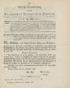Gesetz-Sammlung für die Königlichen Preussischen Staaten, 23. Dezember, 1887, nr. 39.