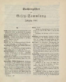 Gesetz-Sammlung für die Königlichen Preussischen Staaten (Sachregister), 1887
