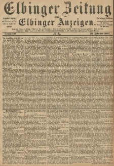 Elbinger Zeitung und Elbinger Anzeigen, Nr. 42 Sonnabend 19. Februar 1887