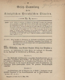 Gesetz-Sammlung für die Königlichen Preussischen Staaten, 31. März, 1883, nr. 8.