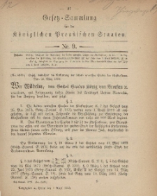 Gesetz-Sammlung für die Königlichen Preussischen Staaten, 1. April, 1883, nr. 9.