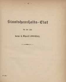 Gesetz-Sammlung für die Königlichen Preussischen Staaten, (Staatshaushalts-Etat für das Jahr von 1. April 1883/84)