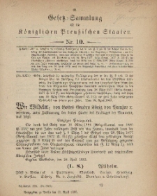Gesetz-Sammlung für die Königlichen Preussischen Staaten, 21. April, 1883, nr. 10.