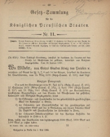 Gesetz-Sammlung für die Königlichen Preussischen Staaten, 1. Mai, 1883, nr. 11.