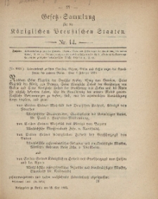 Gesetz-Sammlung für die Königlichen Preussischen Staaten, 25. Mai, 1883, nr. 14.