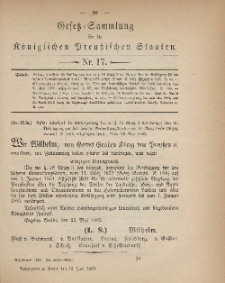 Gesetz-Sammlung für die Königlichen Preussischen Staaten, 12. Juni, 1883, nr. 17.