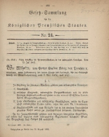 Gesetz-Sammlung für die Königlichen Preussischen Staaten, 23. August, 1883, nr. 24.