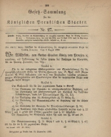 Gesetz-Sammlung für die Königlichen Preussischen Staaten, 13. September, 1883, nr. 27.