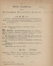 Gesetz-Sammlung für die Königlichen Preussischen Staaten, 9. November, 1883, nr. 31.