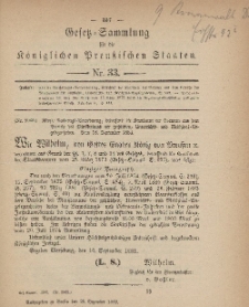 Gesetz-Sammlung für die Königlichen Preussischen Staaten, 28. Dezember, 1883, nr. 33.
