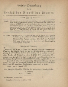 Gesetz-Sammlung für die Königlichen Preussischen Staaten, 16. Februar, 1882, nr. 4.