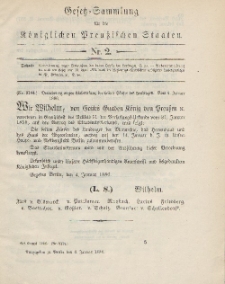 Gesetz-Sammlung für die Königlichen Preussischen Staaten, 6. Januar 1886, nr. 2.