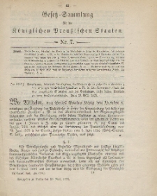 Gesetz-Sammlung für die Königlichen Preussischen Staaten, 26. März 1886, nr. 7.