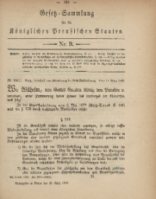 Gesetz-Sammlung für die Königlichen Preussischen Staaten, 29. März, 1882, nr. 9.