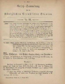 Gesetz-Sammlung für die Königlichen Preussischen Staaten, 14. April, 1882, nr. 13.