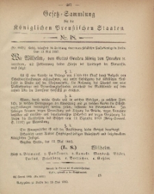 Gesetz-Sammlung für die Königlichen Preussischen Staaten, 19. Mai, 1882, nr. 18.