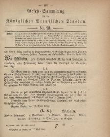 Gesetz-Sammlung für die Königlichen Preussischen Staaten, 27. Mai, 1882, nr. 21