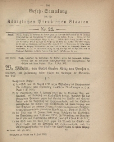 Gesetz-Sammlung für die Königlichen Preussischen Staaten, 8. Juni, 1882, nr. 22.
