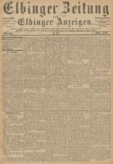 Elbinger Zeitung und Elbinger Anzeigen, Nr. 50 Dienstag 1. März 1887