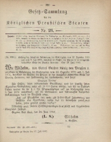 Gesetz-Sammlung für die Königlichen Preussischen Staaten, 17. Juli, 1882, nr. 26.