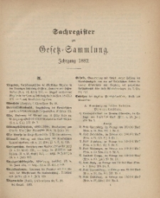 Gesetz-Sammlung für die Königlichen Preussischen Staaten (Sachregister), 1882