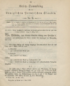 Gesetz-Sammlung für die Königlichen Preussischen Staaten, 1. April 1886, nr. 9.