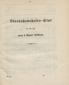 Gesetz-Sammlung für die Königlichen Preussischen Staaten, (Staatshaushalts-Etat für das Jahr von 1. April 1886/87)