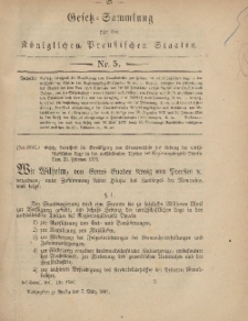 Gesetz-Sammlung für die Königlichen Preussischen Staaten, 7. März, 1881, nr. 5.