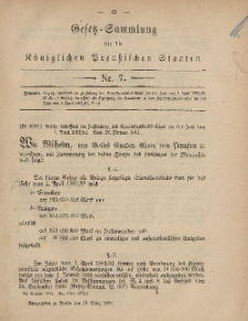 Gesetz-Sammlung für die Königlichen Preussischen Staaten, 18. März, 1881, nr. 7.