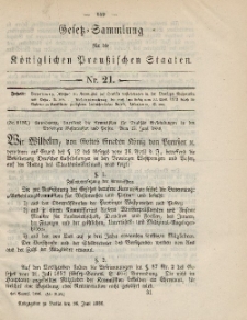 Gesetz-Sammlung für die Königlichen Preussischen Staaten, 26. Juni 1886, nr. 21.