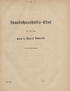 Gesetz-Sammlung für die Königlichen Preussischen Staaten, (Staatshaushalts-Etat für das Jahr von 1. April 1881/82)
