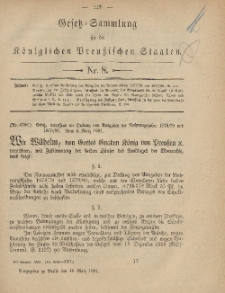Gesetz-Sammlung für die Königlichen Preussischen Staaten, 16. März, 1881, nr. 8.