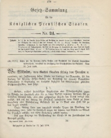 Gesetz-Sammlung für die Königlichen Preussischen Staaten, 15. Juli 1886, nr. 24.