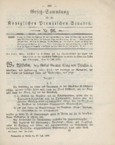 Gesetz-Sammlung für die Königlichen Preussischen Staaten, 27. Juli 1886, nr. 26.