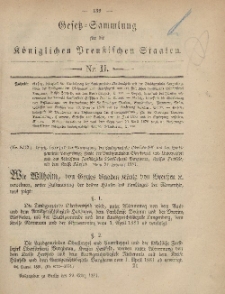Gesetz-Sammlung für die Königlichen Preussischen Staaten, 29. März, 1881, nr. 11.