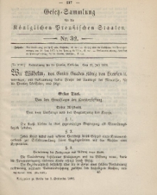 Gesetz-Sammlung für die Königlichen Preussischen Staaten, 3. September 1886, nr. 32.