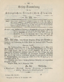 Gesetz-Sammlung für die Königlichen Preussischen Staaten, 20. September 1886, nr. 33.