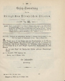 Gesetz-Sammlung für die Königlichen Preussischen Staaten, 18. Oktober 1886, nr. 35.