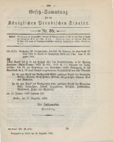 Gesetz-Sammlung für die Königlichen Preussischen Staaten, 20. Dezember 1886, nr. 38.