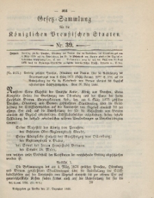 Gesetz-Sammlung für die Königlichen Preussischen Staaten, 30. November 1886, nr. 39.