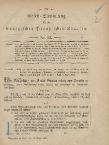 Gesetz-Sammlung für die Königlichen Preussischen Staaten, 16. April, 1881, nr. 14.