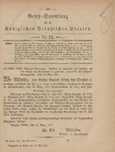 Gesetz-Sammlung für die Königlichen Preussischen Staaten, 10. Mai, 1881, nr. 15.
