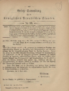 Gesetz-Sammlung für die Königlichen Preussischen Staaten, 2. Juni, 1881, nr. 16.