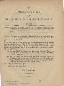 Gesetz-Sammlung für die Königlichen Preussischen Staaten, 22. Juni, 1881, nr. 18.