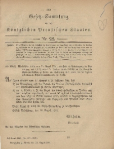 Gesetz-Sammlung für die Königlichen Preussischen Staaten, 31. August, 1881, nr. 22.